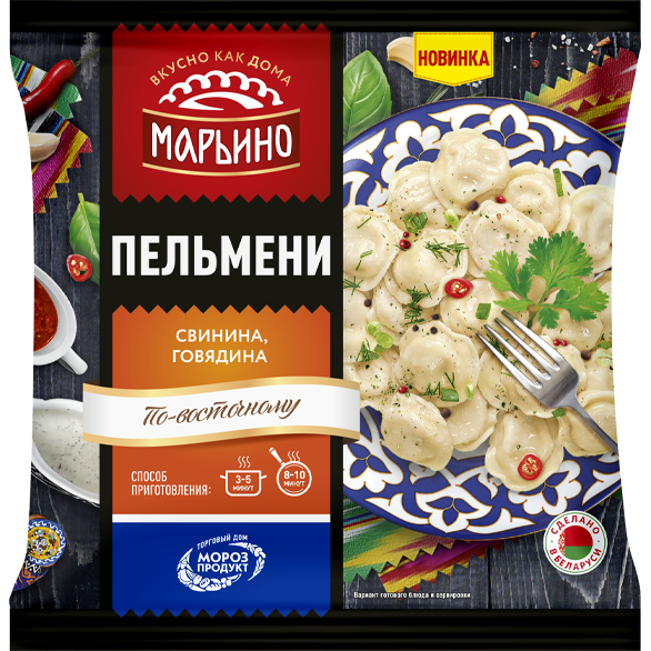 «МАРЬИНО» по-восточному свинина и говядина пельмени