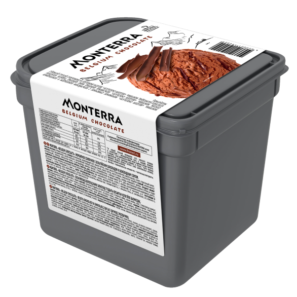 “MONTERRA” cream ice cream with Belgian chocolate and chocolate sauce