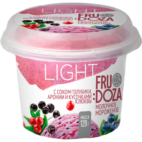 «FRUDOZA LIGHT» blueberry, chokeberry, cranberry milk plastic cup