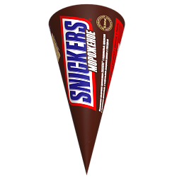 "SNICKERS" мороженое молочное арахисовое с карамелью, арахисом в молочном шоколаде рожок 