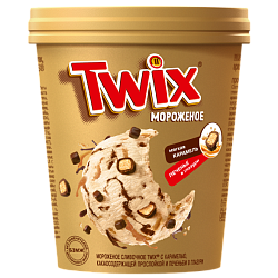 "TWIX" мороженое сливочное с карамелью, какаосодержащей прослойкой и печеньем в глазури